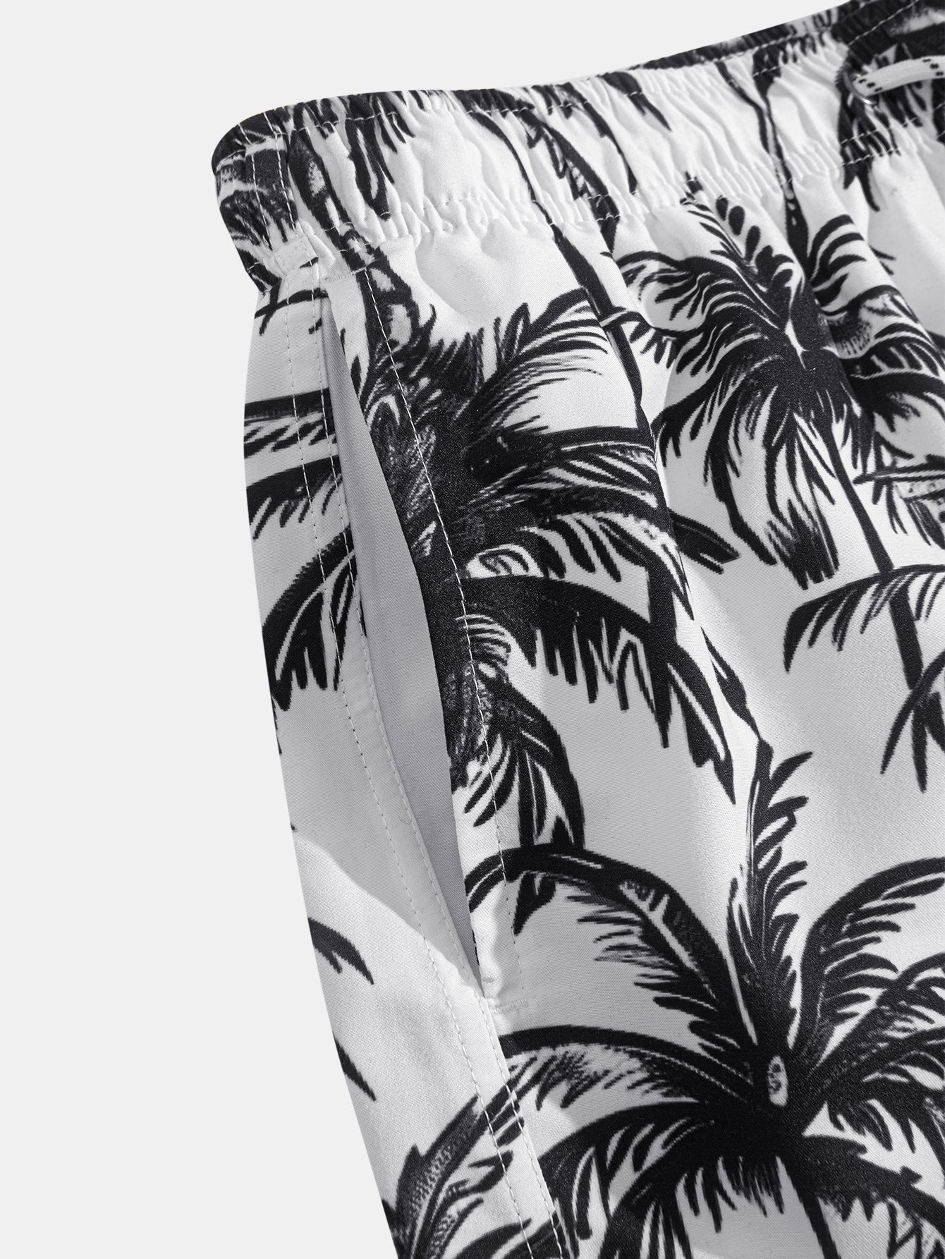 Relaxed Fit Palm Tree Print Button-Up Shirt & Matching Swim Shorts
