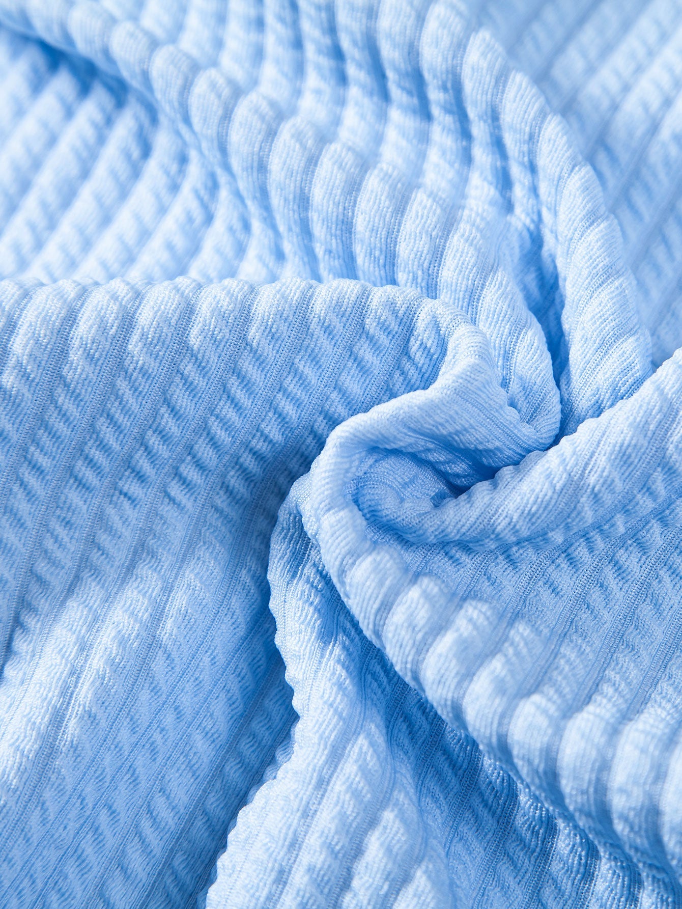 V-Neck Ribbed Polo with Short Sleeves & Straight Leg Ribbed Trousers