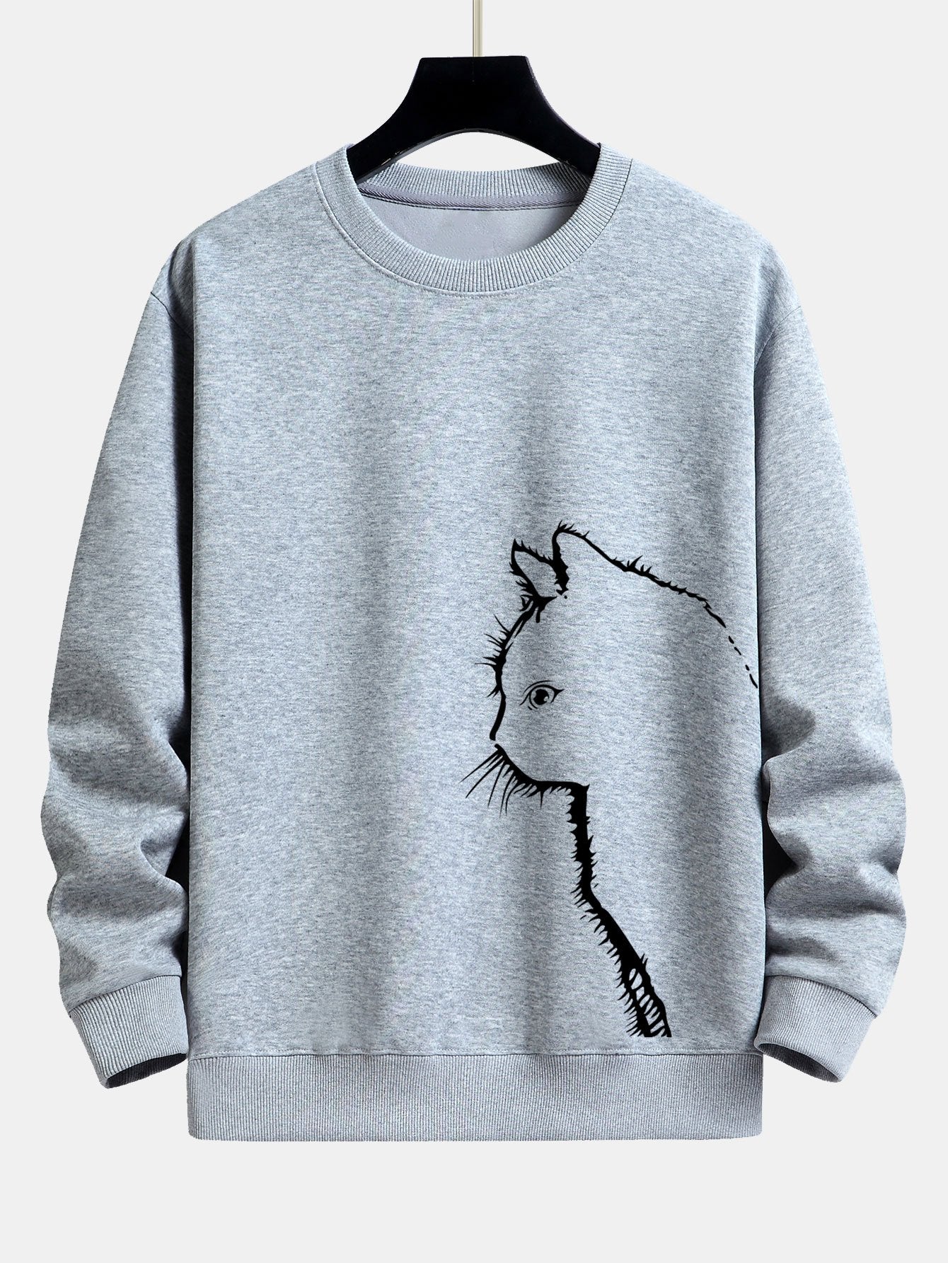 Relaxed Fit Sweatshirt with Cat Silhouette Design