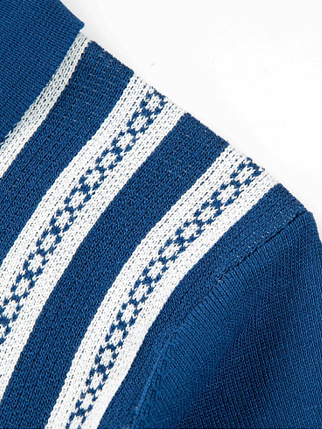 Striped Short-Sleeve Polo Sweater