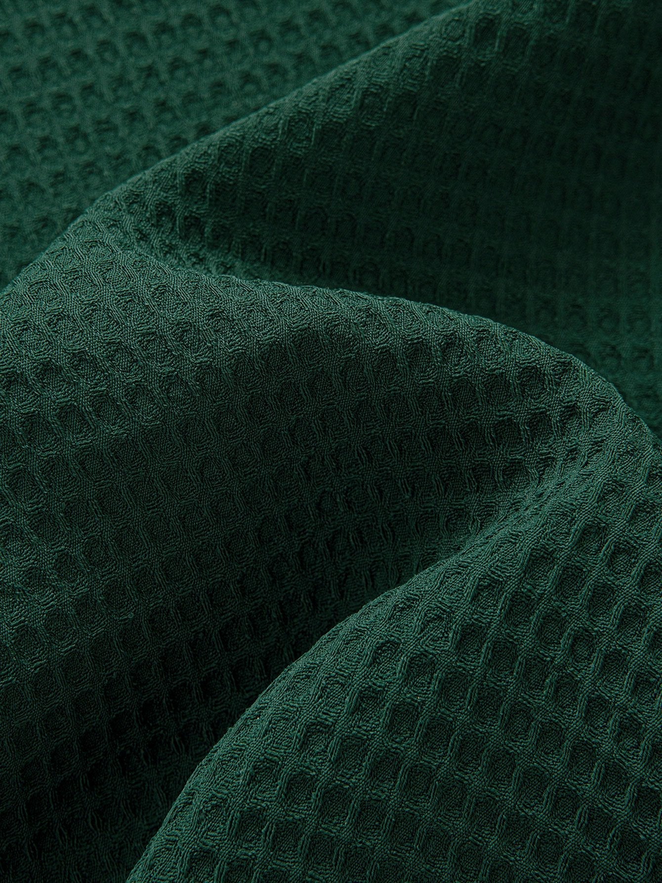 Waffle Knit Long Sleeve Cuban Collar Shirt