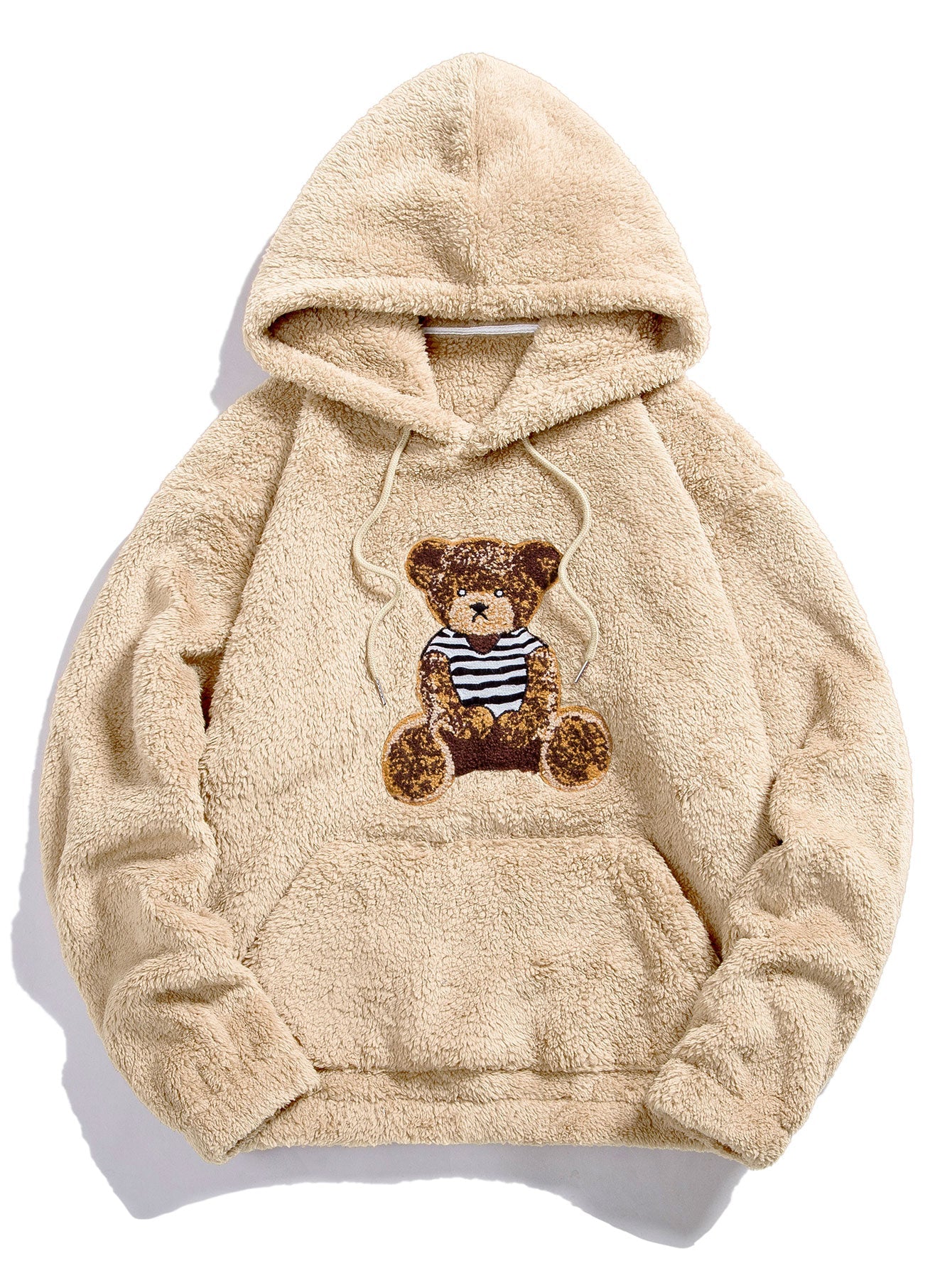 Teddy Hoodie with Bear Embroidery Patch