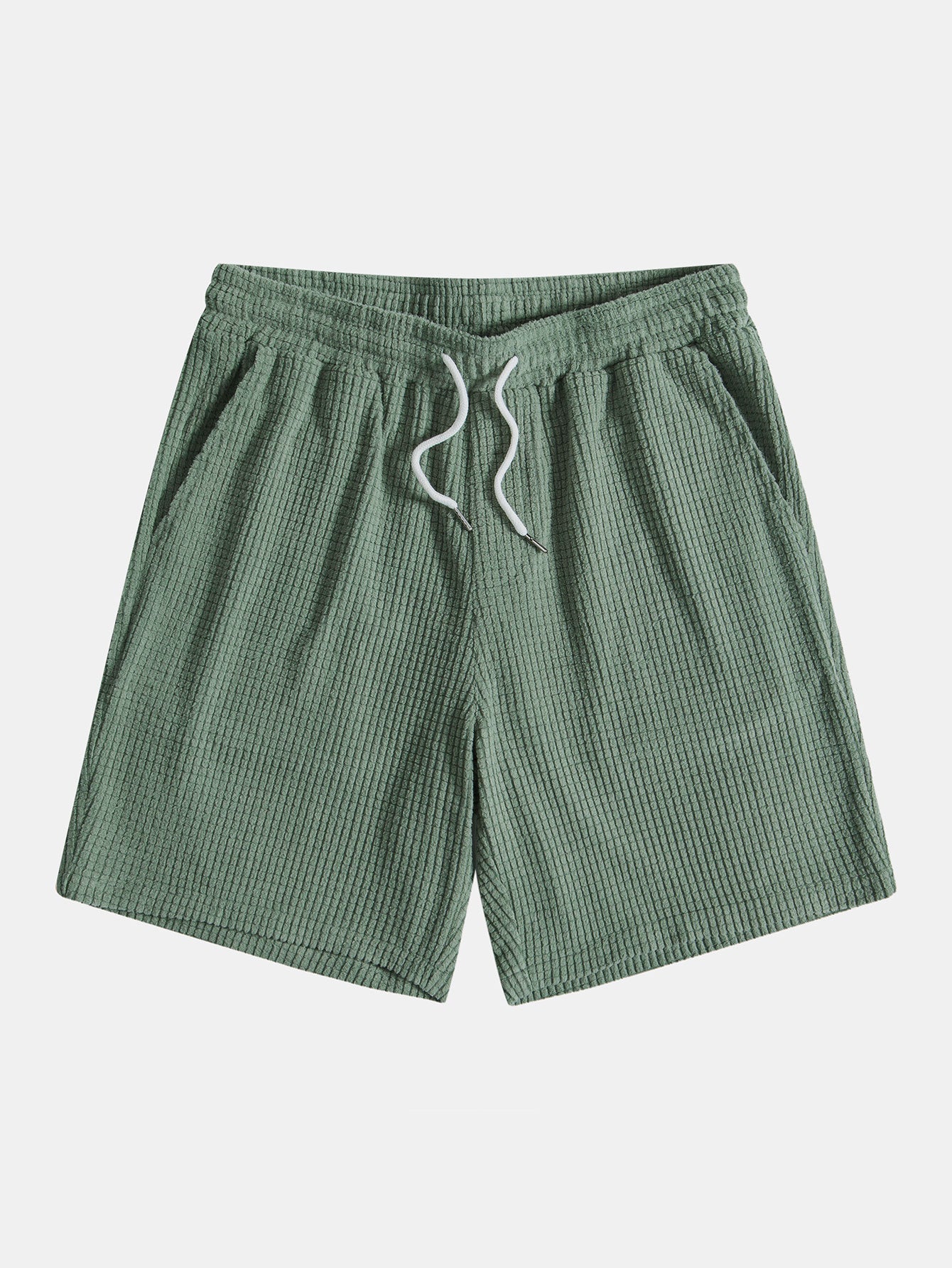 Waffle Knit Button-Up Shirt and Shorts Set