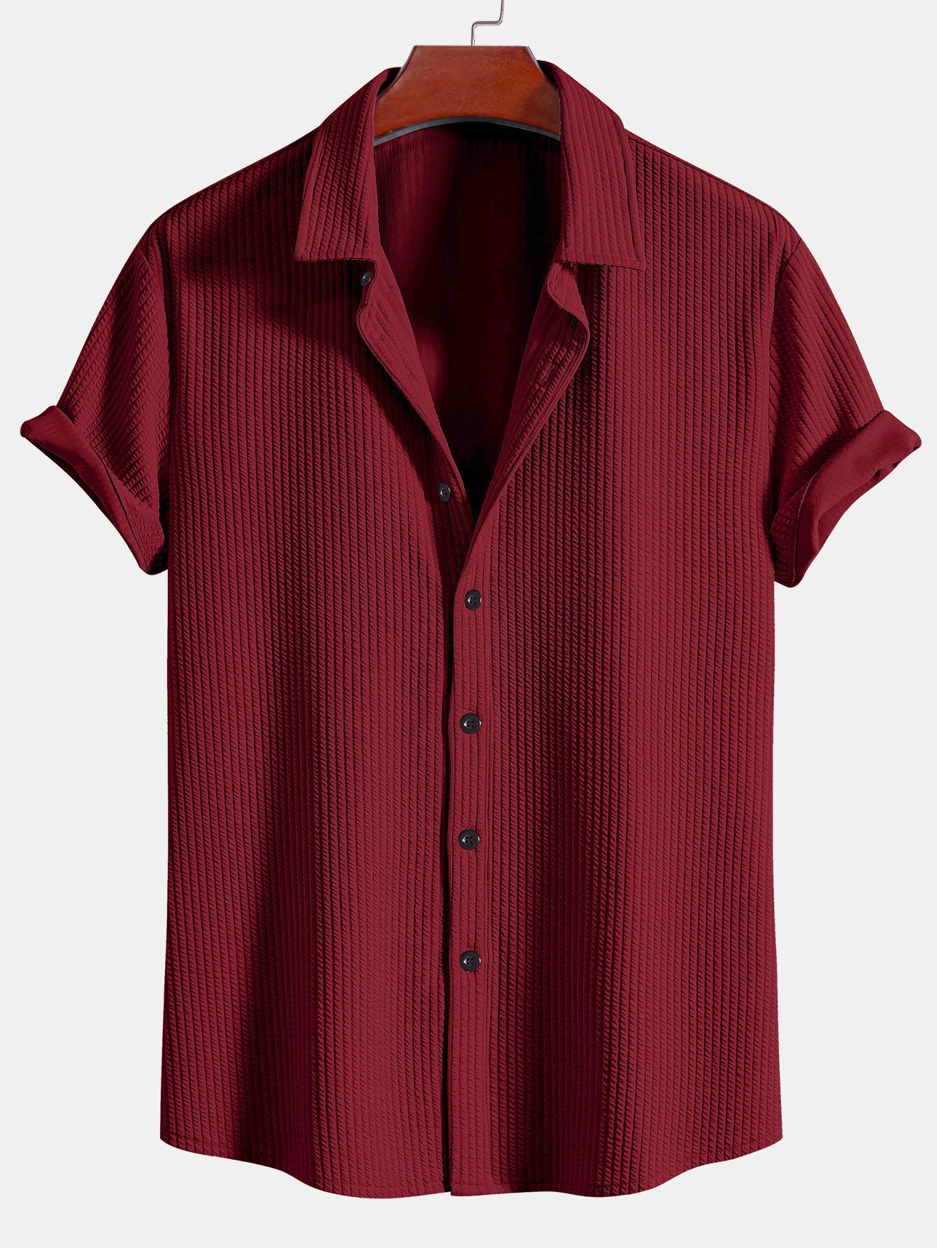 Ribbed Muscle Fit Button-Up Shirt