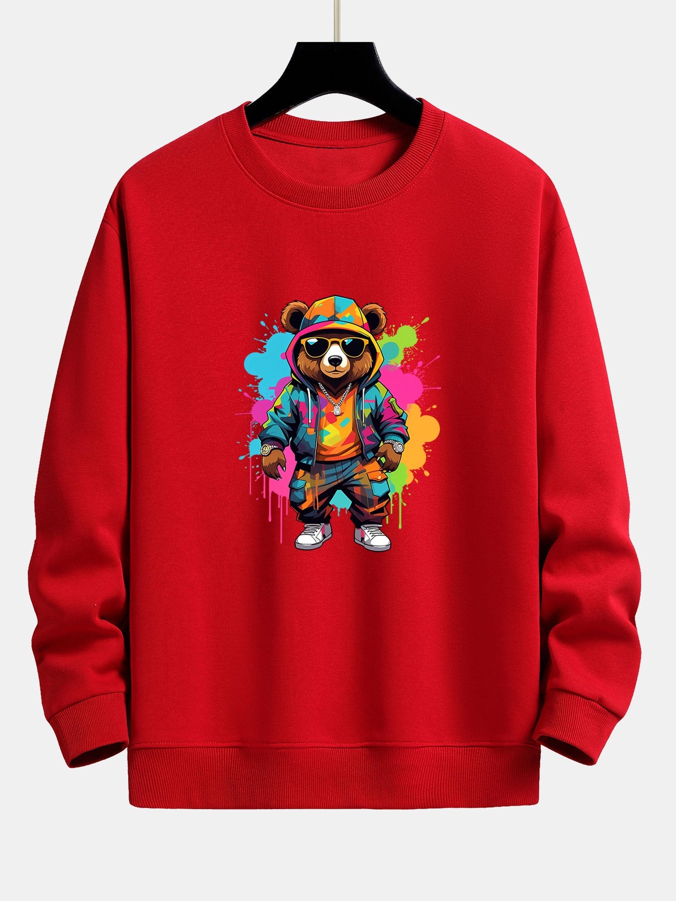 Vibrant Bear Print Relaxed Fit Sweatshirt
