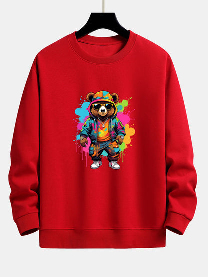 Vibrant Bear Print Relaxed Fit Sweatshirt
