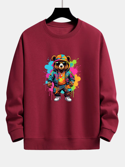 Vibrant Bear Print Relaxed Fit Sweatshirt
