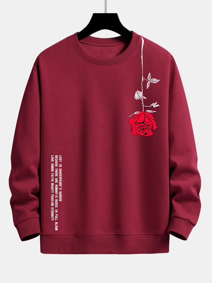 Relaxed Fit Sweatshirt with Slogan and Rose Print