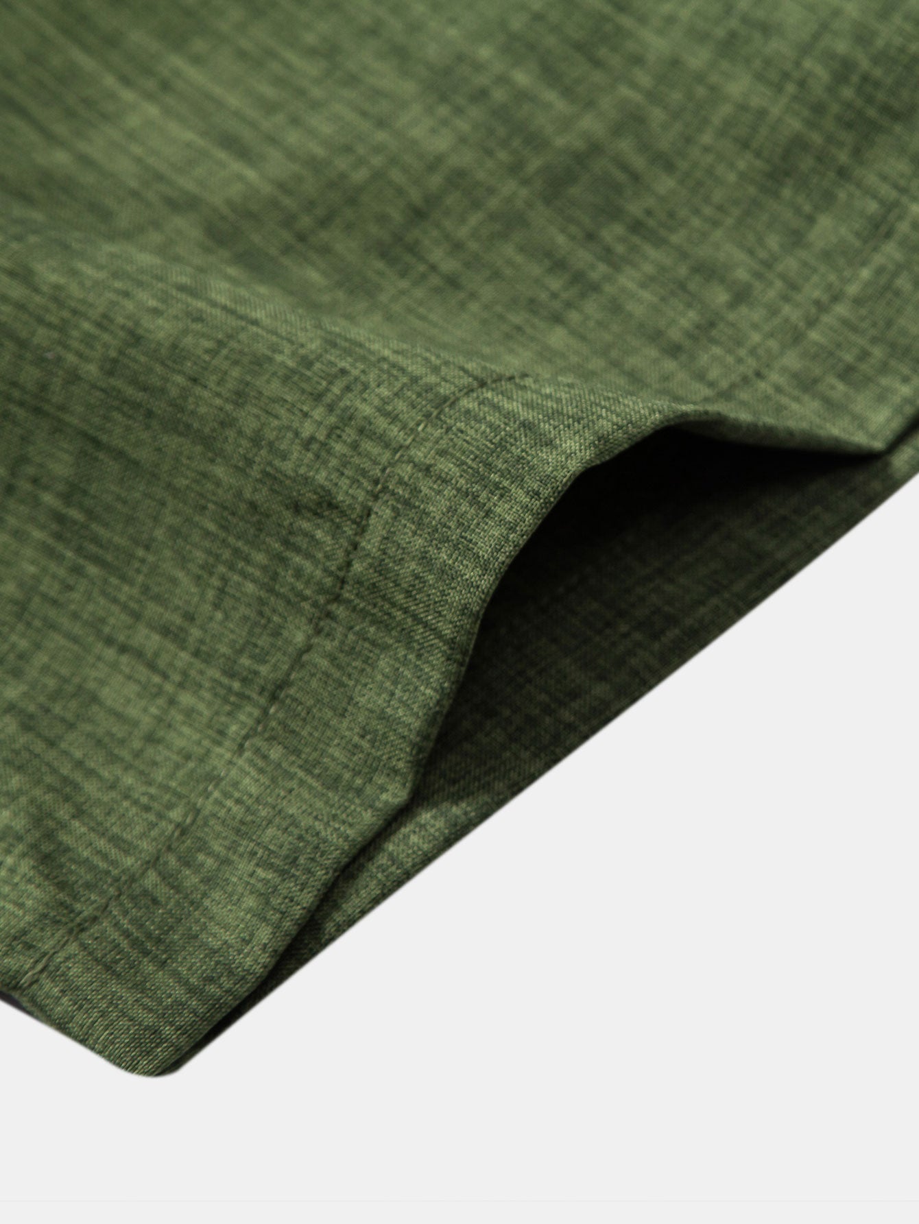 Short Sleeve Stand Collar Top with Straight-Leg Linen Trousers