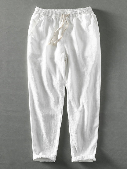 Cropped Pants in Linen-Cotton Blend