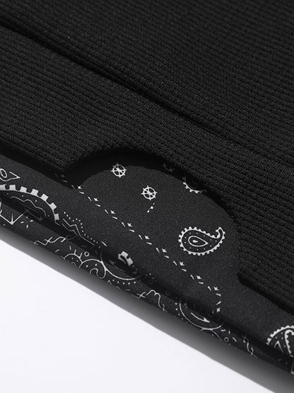 Paisley Patterned Waffle Knit Sweatshirt