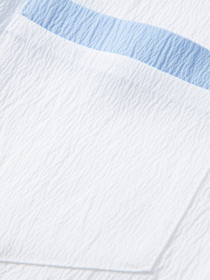 Textured Cuban Shirt with Contrasting Details & Straight Leg Trousers