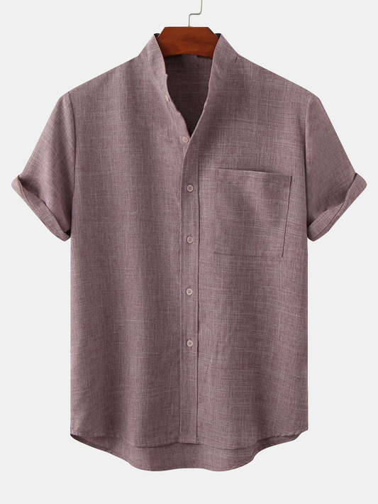 Men's Stand Collar Shirt with Pocket