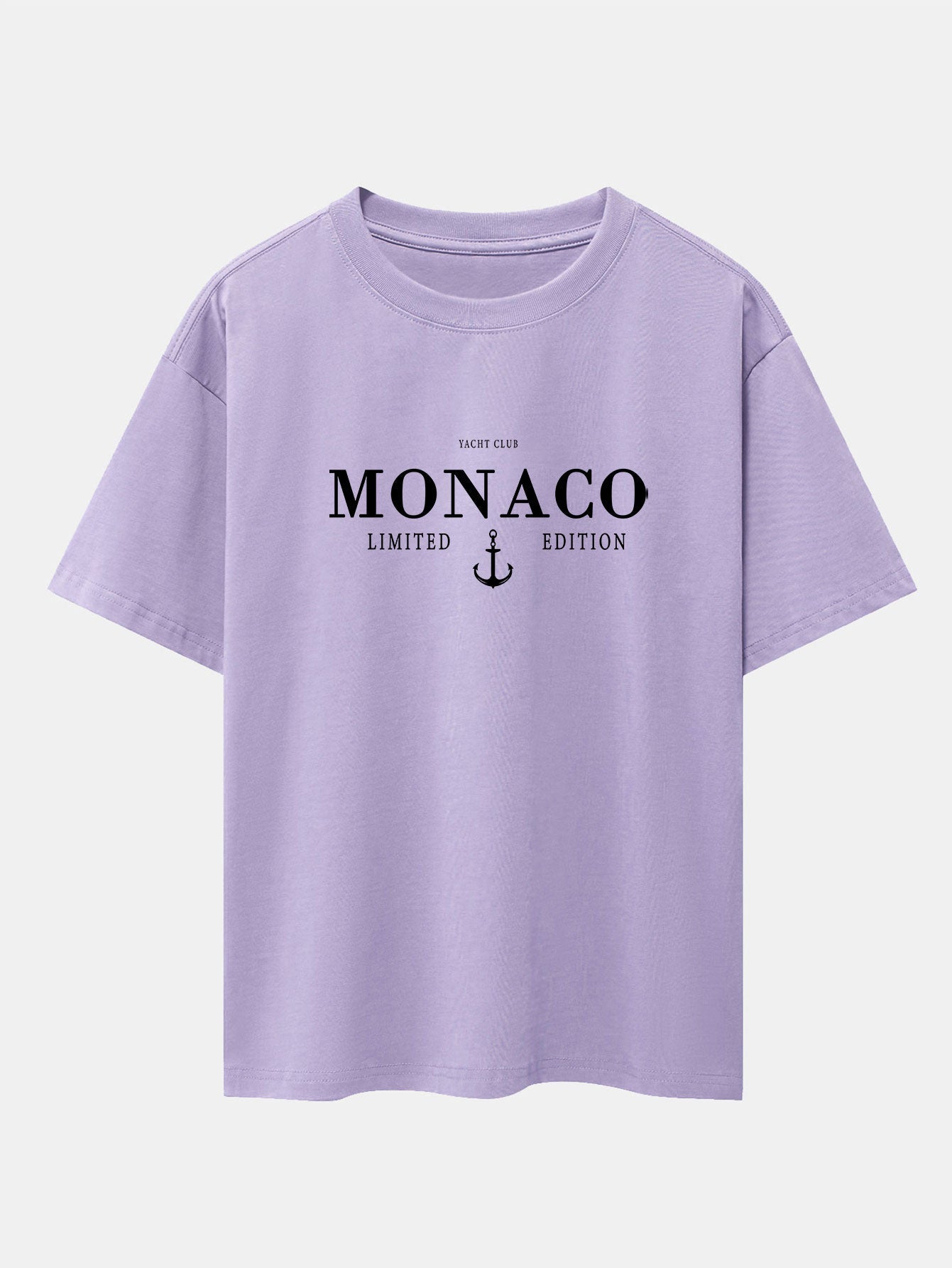 Monaco Oversized T-Shirt with Slogan Print and Drop Shoulder Design