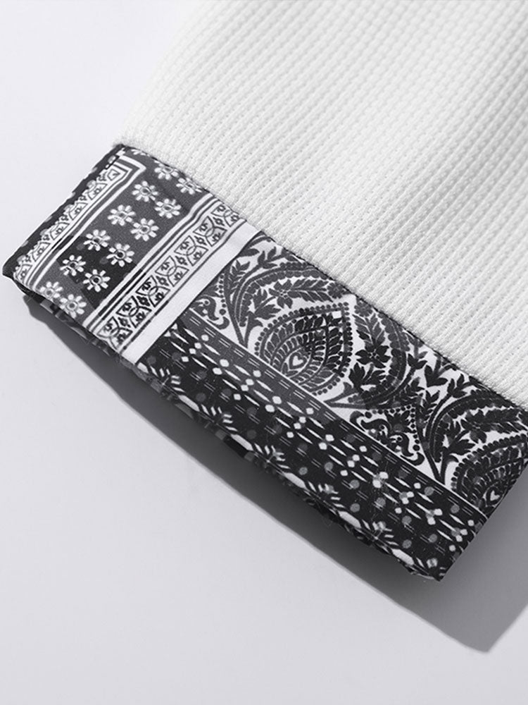 Paisley Patterned Waffle Knit Sweatshirt