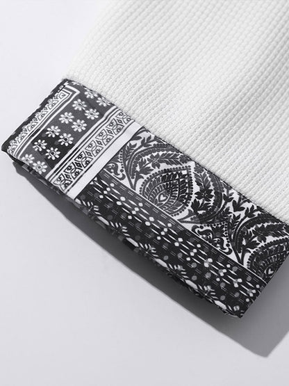 Paisley Patterned Waffle Knit Sweatshirt