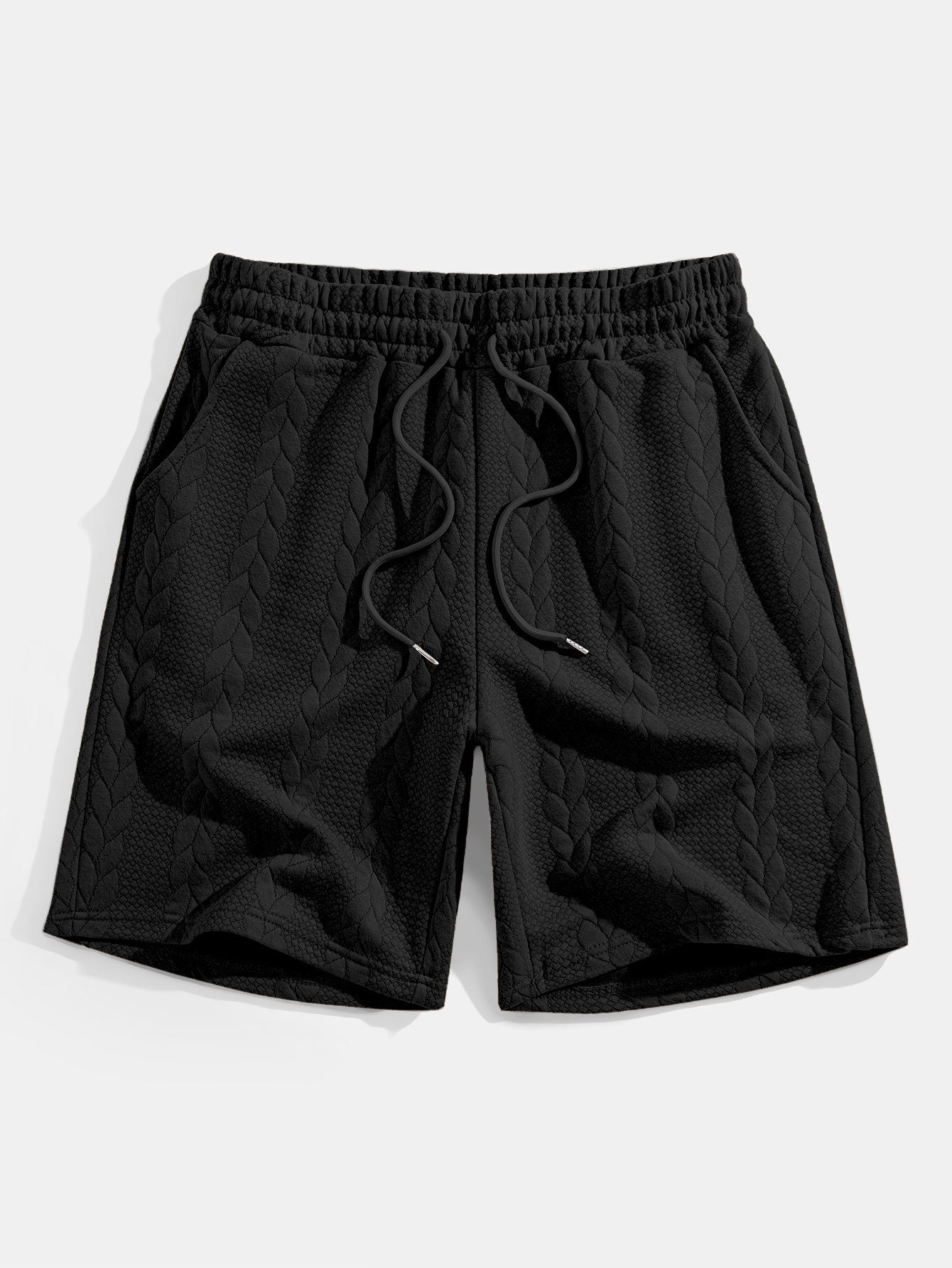 Comfortable Mid-Length Sleeve Twist Jacquard Tee & Shorts Set