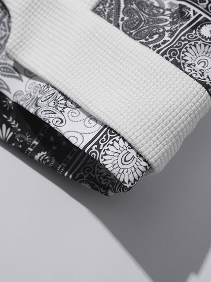 Paisley Patterned Waffle Knit Sweatshirt