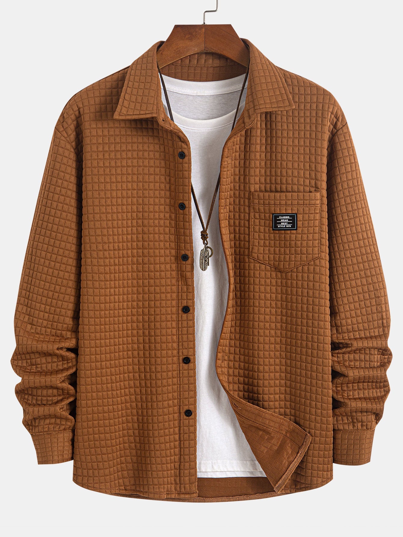Waffle Knit Button-Up Shirt