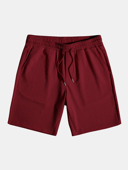 Ribbed Muscle Fit Button-Up Shirt and Shorts Set