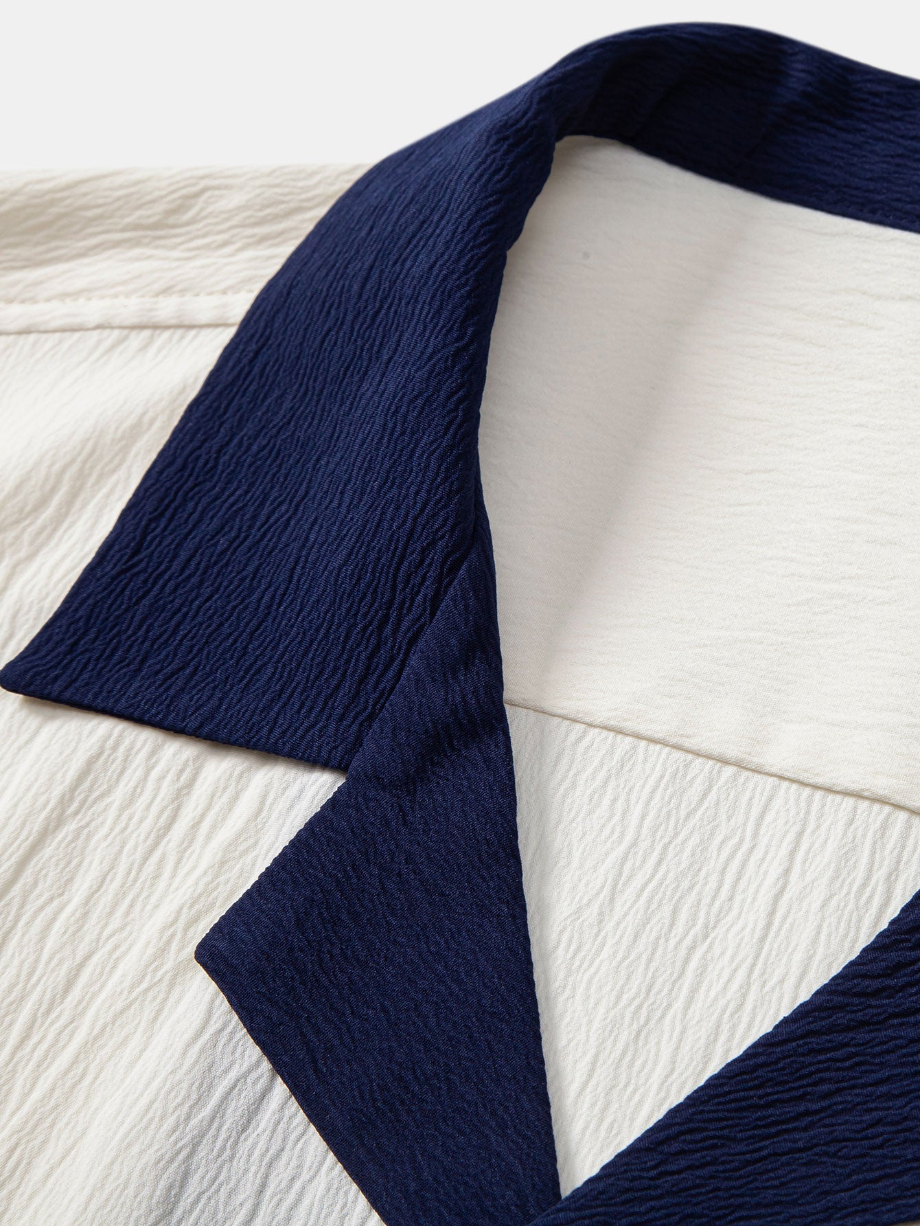 Textured Cuban Shirt with Contrasting Details & Straight Leg Trousers