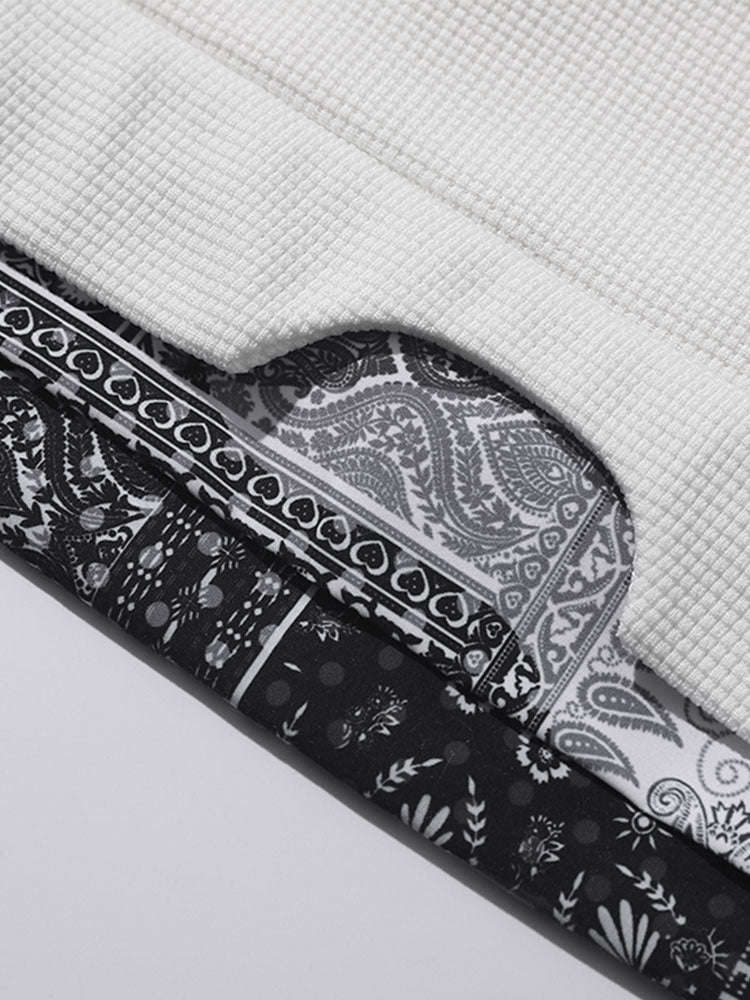 Paisley Patterned Waffle Knit Sweatshirt