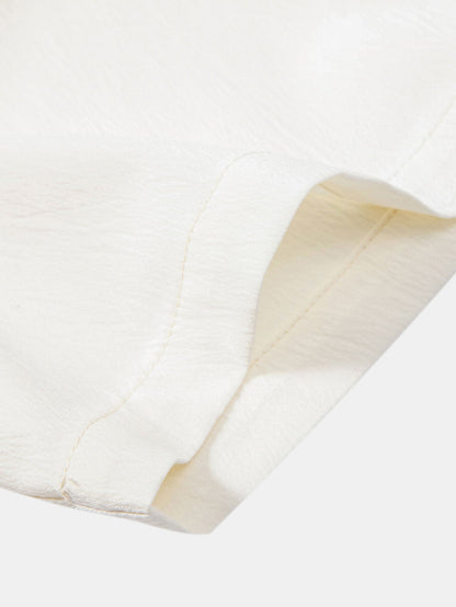 Textured Cuban Shirt with Contrasting Details & Straight Leg Trousers