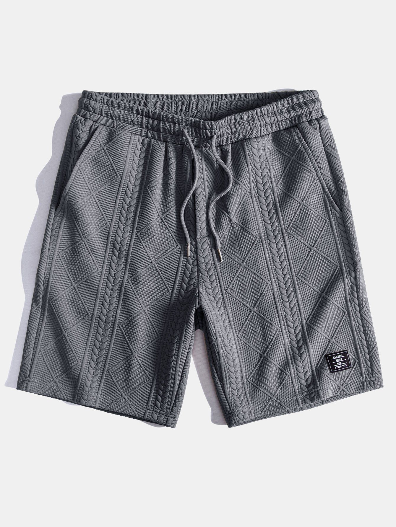 Geometric Jacquard Arc Hem T-Shirt and Shorts Set with Short Sleeves