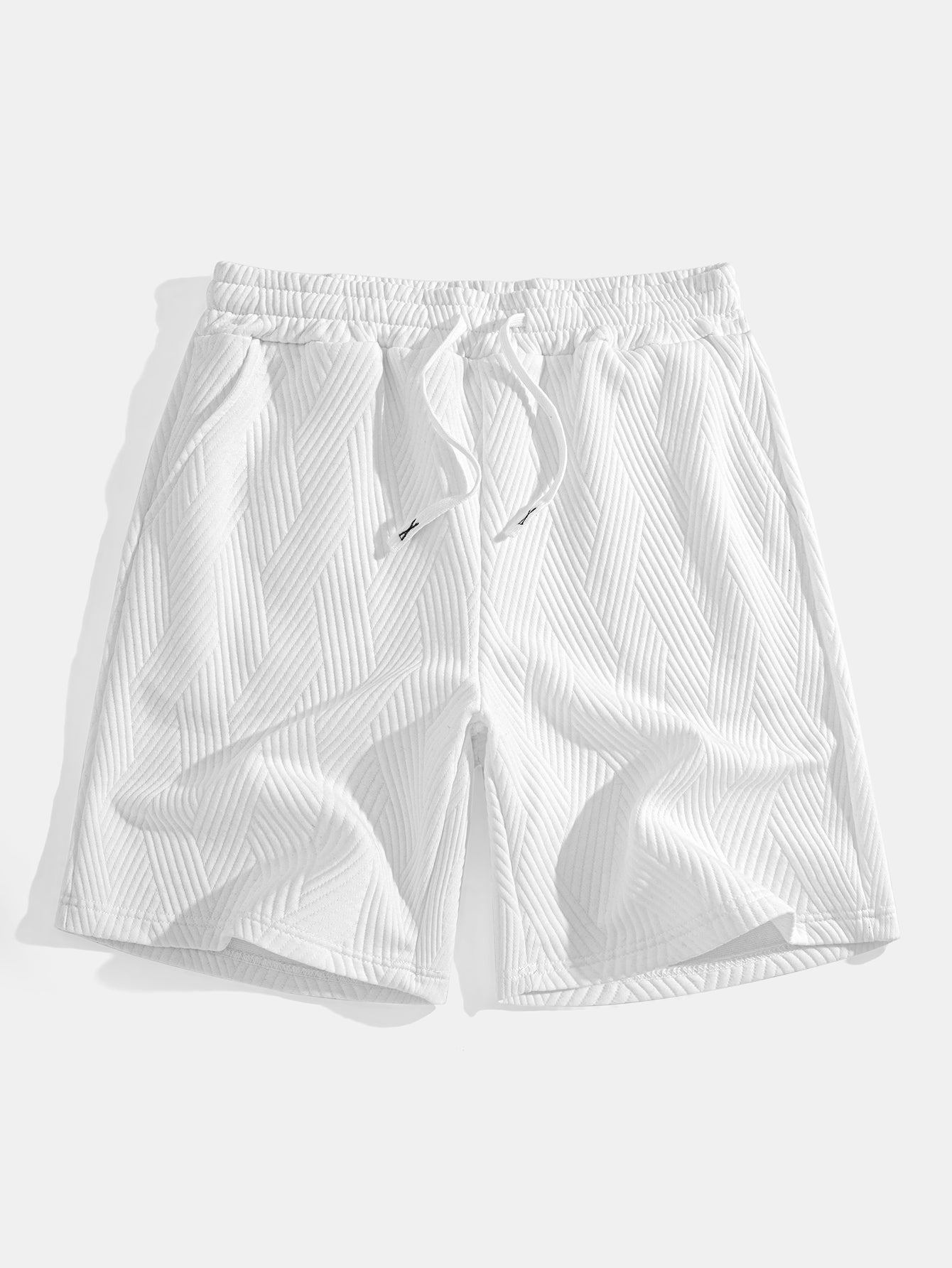 Striped Jacquard Sleeveless Hoodie and Shorts Set