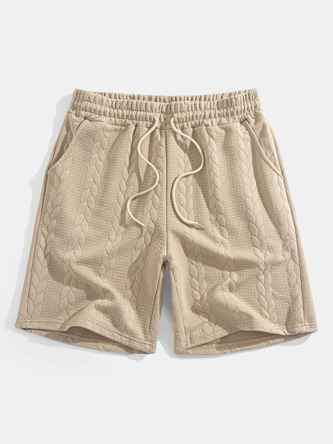 Comfortable Mid-Length Sleeve Twist Jacquard Tee & Shorts Set