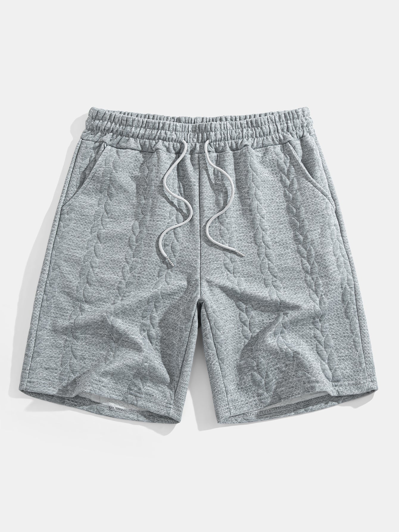 Relaxed Fit Mid-Length Sleeve Twisted Jacquard Tee & Shorts Set