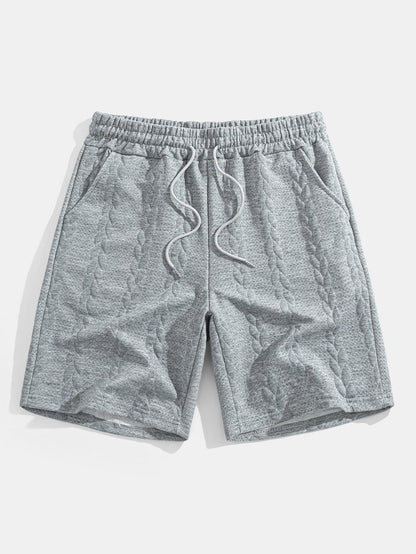 Relaxed Fit Mid-Length Sleeve Twisted Jacquard Tee & Shorts Set