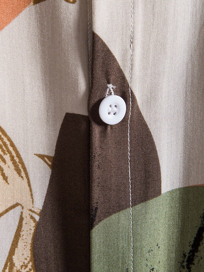 Tropical Print Shirt with Textured Cotton 5-Inch Shorts