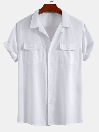 Pocketed Linen Cuban Shirt