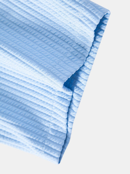 Ribbed Button-Up Shirt with Muscle Fit