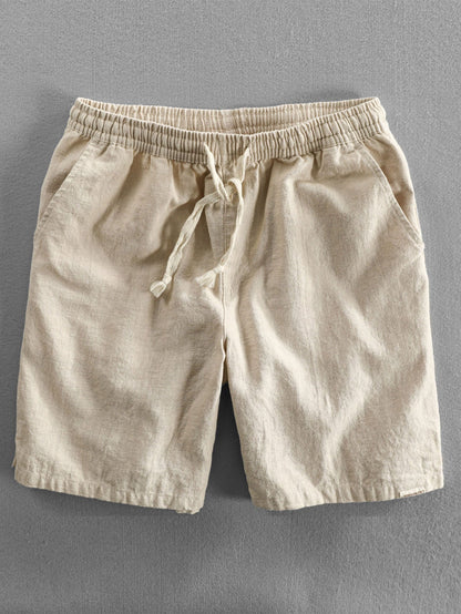 Drawstring Shorts in a Linen-Cotton Blend