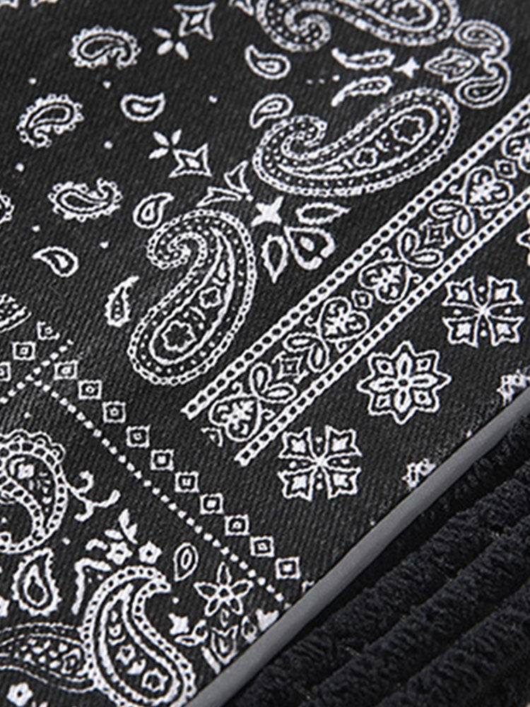 Paisley Print Corduroy Panel Trousers