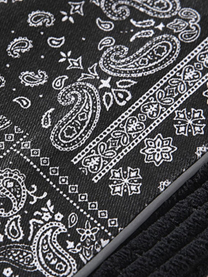 Paisley Print Corduroy Panel Trousers