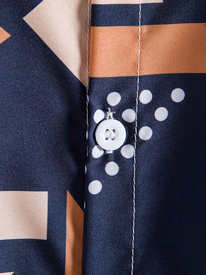 Geometric Pattern Shirt and Swim Trunks