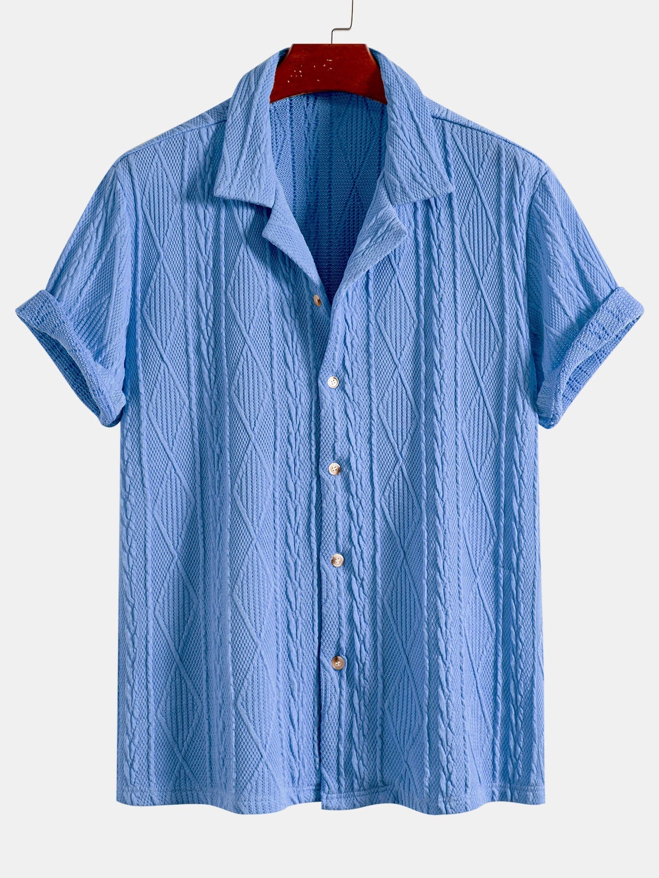 Geometric Knit Cuban Shirt with Straight-Leg Linen Trousers