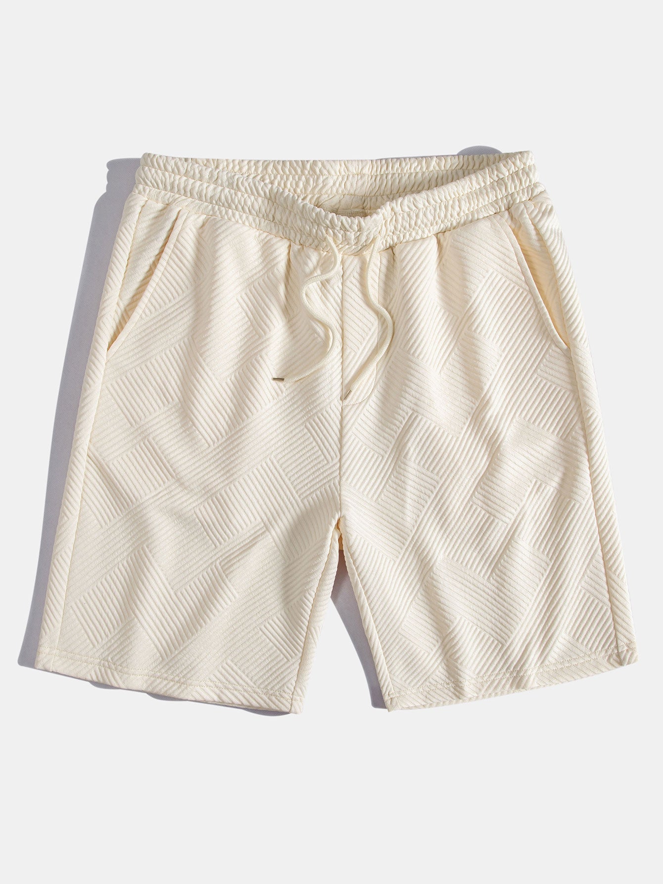 Striped Jacquard Button-Up Shirt and Shorts Set