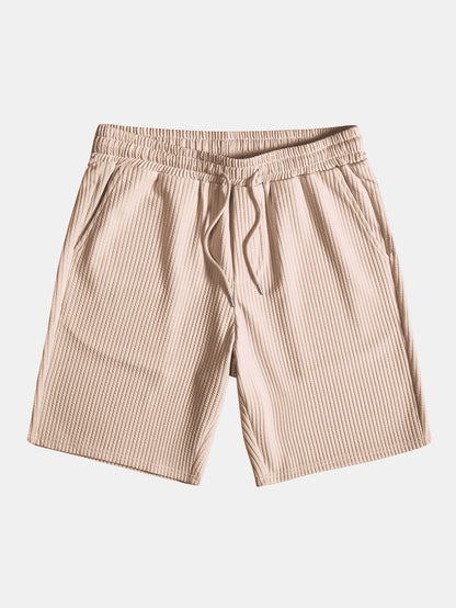 Ribbed Muscle Fit Button-Up Shirt and Shorts Set