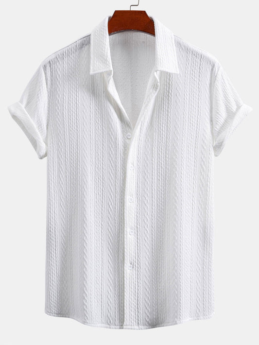 Textured Jacquard Muscle Fit Shirt