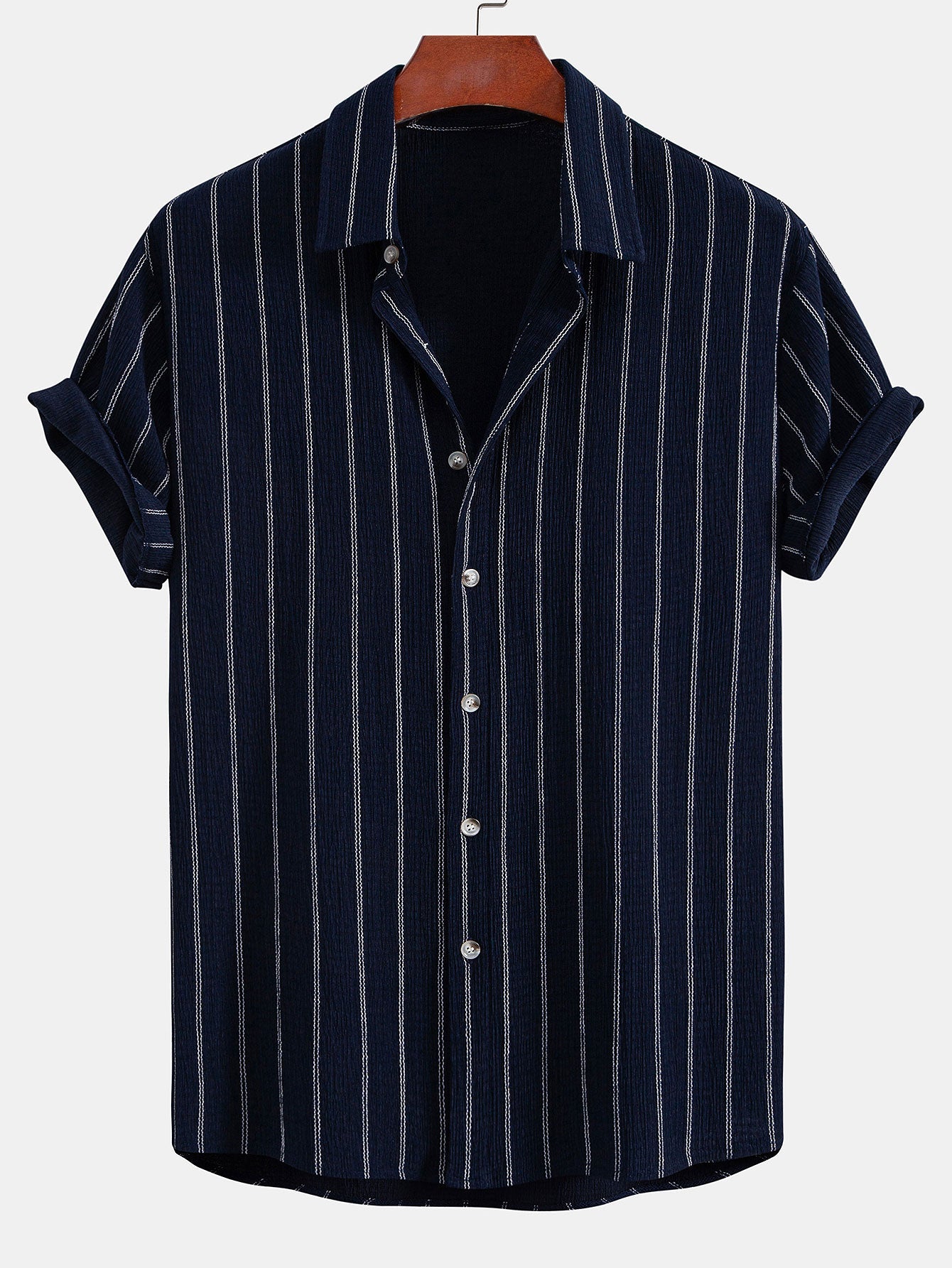 Textured Stripe Button-Up Shirt