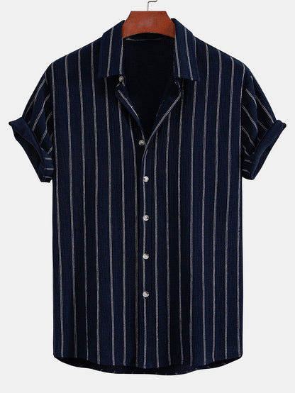 Textured Stripe Button-Up Shirt