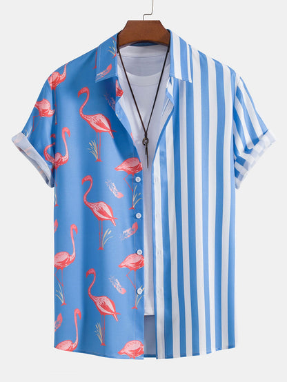 Striped Flamingo Panel Shirt