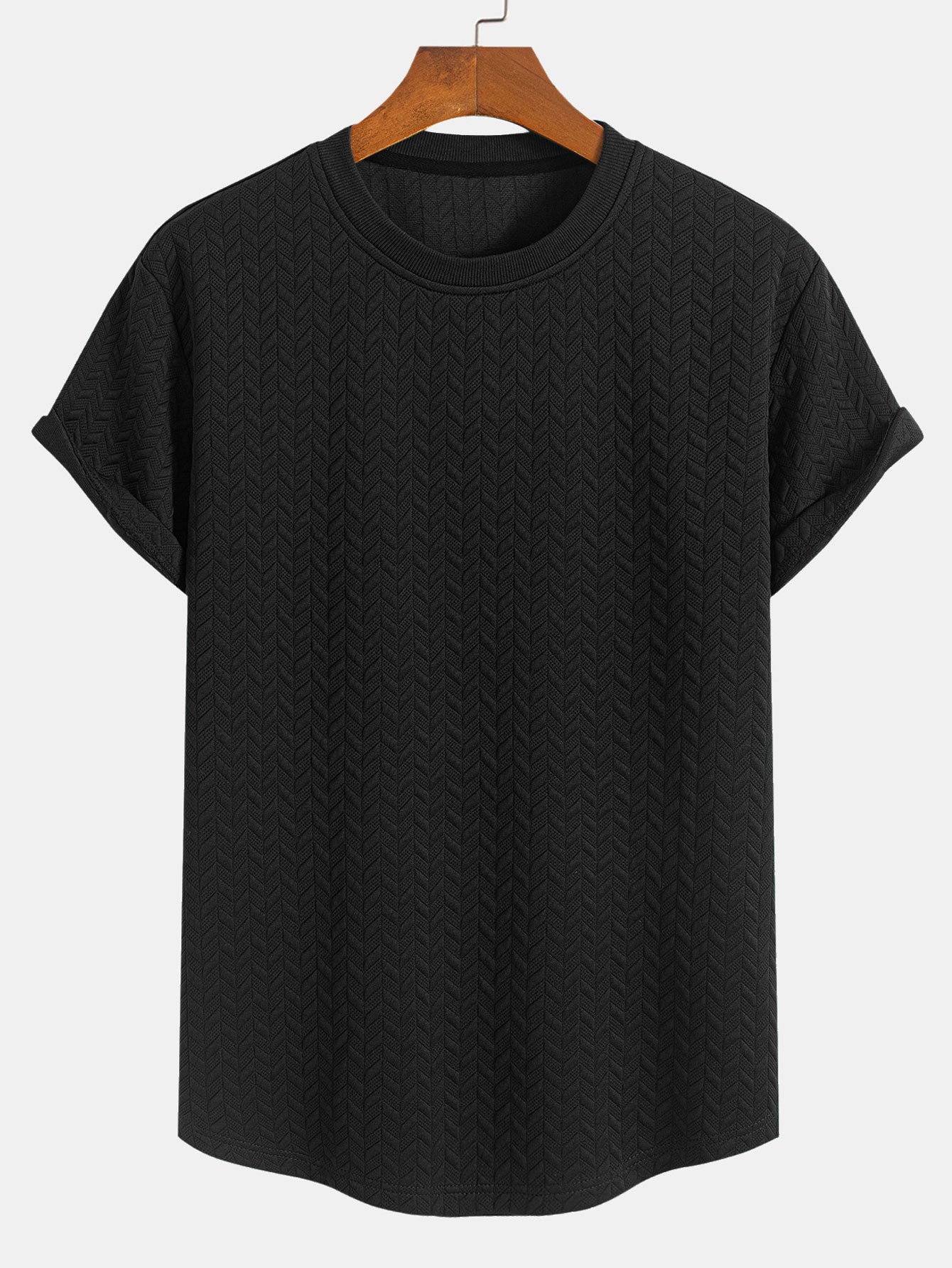 Arc Hem T-Shirt with Jacquard Texture