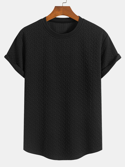 Arc Hem T-Shirt with Jacquard Texture