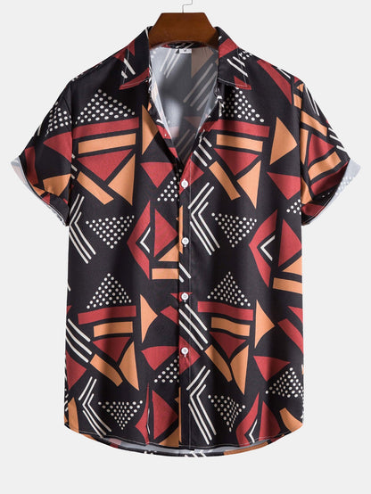 Geometric Pattern Shirt and Swim Trunks