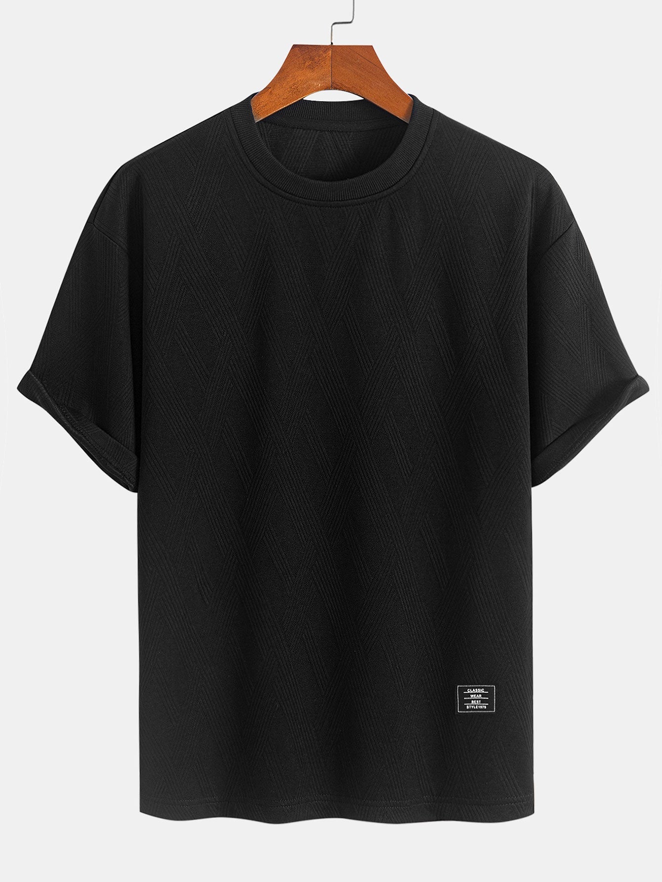 Comfortable Diamond Jacquard T-Shirt and Shorts Set